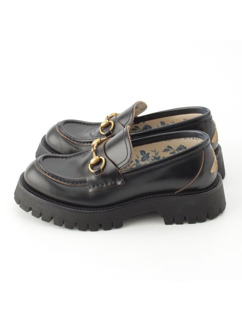 Gucci Leather Horsebit Bi Embroidery Loafers Shoes Black - Picture 3 of 10